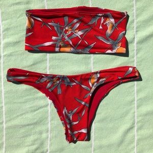 Reversible Red Bandeau Bikini - Small